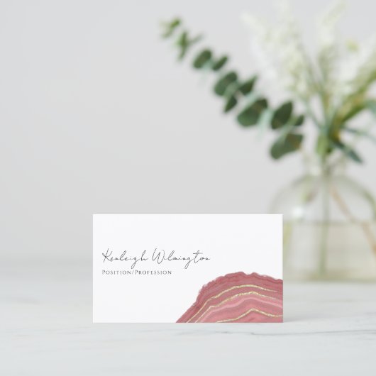 Moderne Agate Marble Rost Red Gold Glitzer Geode Visitenkarte (Stehend Vorderseite)