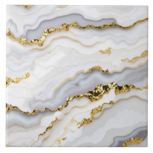Moderne Agate Marble White Gold Collection Fliese (Vorderseite)