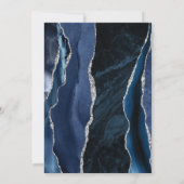Moderne Agate Navy Blue Silver Wedding Einladung (Rückseite)