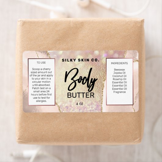 Moderne Agate Rose Gold Body Butter Labels (Insitu)