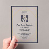 Moderne akryllische BAR MITZVAH Navy Gold Klar Acryleinladungen (Insitu (Handheld))