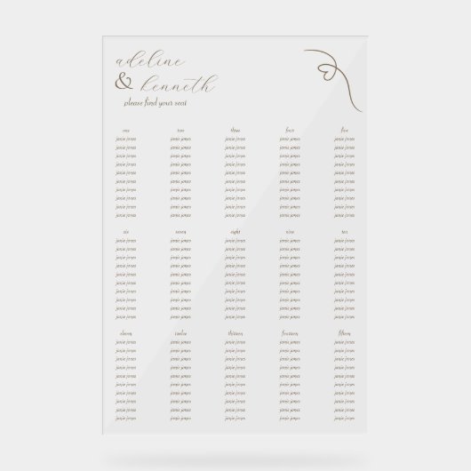 Moderne Akryllische Hochzeitstabelle | neutral Acrylschild (Vorderseite)