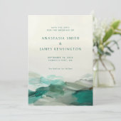 Moderne Alcohol Ink Green Abstrakt Wedding Save The Date (Stehend Vorderseite)