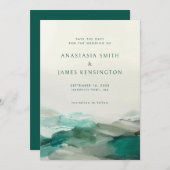 Moderne Alcohol Ink Green Abstrakt Wedding Save The Date (Vorne/Hinten)