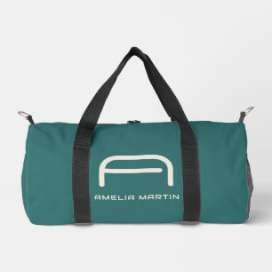 Moderne Alexandrit-Teal-Geometrisch-Monogramm Duffle Bag