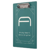 Moderne Alexandrit-Teal-Geometrisch-Monogramm Klemmbrett (Links)