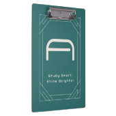 Moderne Alexandrit-Teal-Geometrisch-Monogramm Klemmbrett (Rechts)