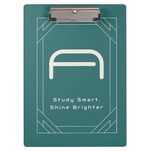 Moderne Alexandrit-Teal-Geometrisch-Monogramm Klemmbrett (Vorderseite)