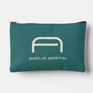 Moderne Alexandrit Türkis-Geometrische Monogramm-T Zubehörtasche