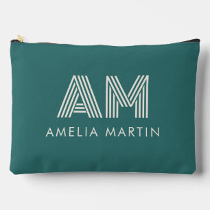 Moderne Alexandrit Türkis Geometrische Monogramm Zubehörtasche