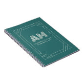 Moderne Alexandrit Türkis Geometrisches Monogramm Notizblock (Rechte Seite)