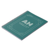Moderne Alexandrit Türkis Geometrisches Monogramm Notizblock (Linke Seite)