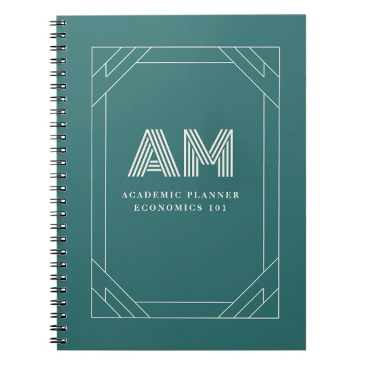 Moderne Alexandrit Türkis Geometrisches Monogramm Notizblock (Vorderseite)