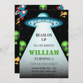 Moderne Alien Birthday Einladung (Vorne/Hinten)