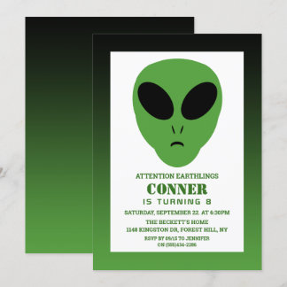 Moderne Alien jeden Geburtstag Einladung