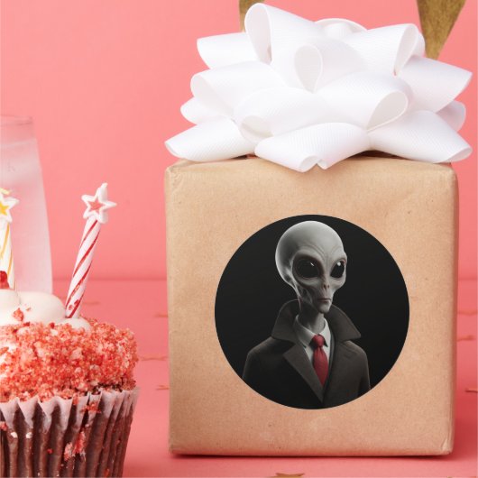 Moderne Alien Runder Aufkleber (Party)