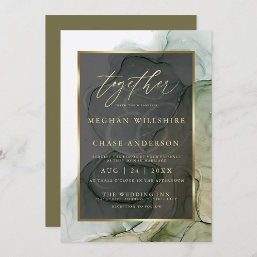 Moderne Alkohol Tinte reich an Grün Einladung (Vorne/Hinten)