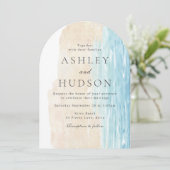 Moderne All Seasons Beach Boho Arch Wedding Einladung (Stehend Vorderseite)