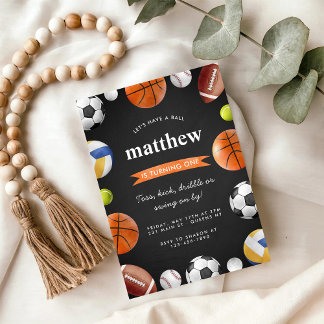 Moderne All-Star-Sportbälle-Team-Kid-Junge-Geburts Einladung