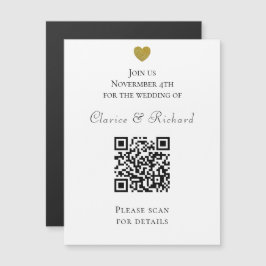 Moderne alle in einem weißen QR-Code Hochzeitsempf Magnetkarte
