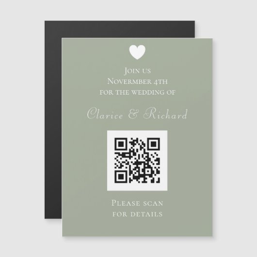 Moderne alle in einer Stufe QR Code Hochzeitsempfe Magnetkarte (Vorne/Hinten)