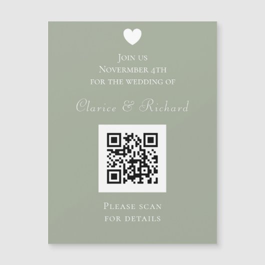 Moderne alle in einer Stufe QR Code Hochzeitsempfe Magnetkarte (Vorderseite)