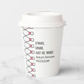 Moderne, allgegenwärtige Bowling-Geburtstagspartei Pappbecher (Rückseite)