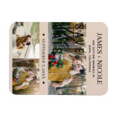 Moderne Almond Bisque Save the Date Hochzeit 3 Fot Magnet (Horizontal)