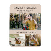 Moderne Almond Bisque Save the Date Hochzeit 3 Fot Magnet (Vertikal)