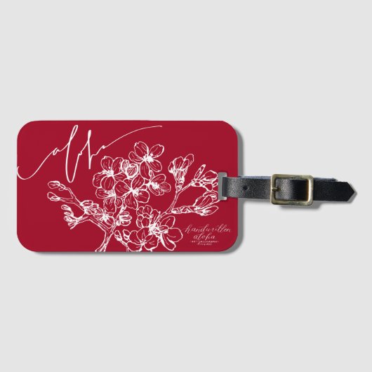 Moderne Aloha rote Kirschblüten-Gepäckanhänger Gepäckanhänger (Vorderseite (Horizontal))