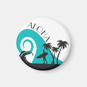 Moderne Aloha Surf und Palmen Magnet