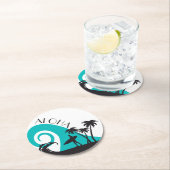 Moderne Aloha Surf und Palmen Runder Pappuntersetzer (Vor Ort)