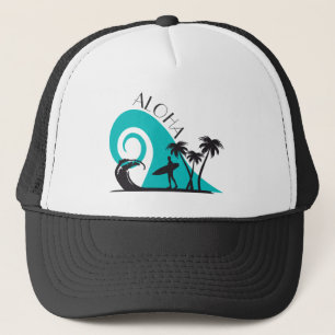 Moderne Aloha Surf und Palmen Truckerkappe