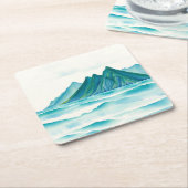 Moderne Alpen-Wasserfarbe-Untersetzer Rechteckiger Pappuntersetzer (angewinkelt)