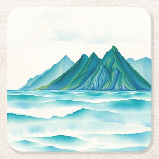 Moderne Alpen-Wasserfarbe-Untersetzer Rechteckiger Pappuntersetzer (Vorderseite)