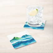 Moderne Alpen-Wasserfarbe-Untersetzer Rechteckiger Pappuntersetzer (Vor Ort)