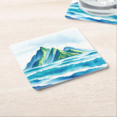 Moderne Alpen-Wasserfarbe-Untersetzer Rechteckiger Pappuntersetzer (angewinkelt)
