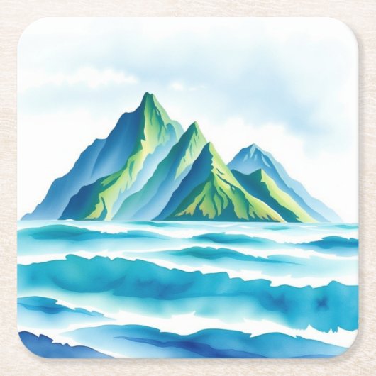 Moderne Alpen-Wasserfarbe-Untersetzer Rechteckiger Pappuntersetzer (Vorderseite)