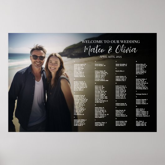 Moderne alphabetische Foto-Sitzplätze Poster (Vorne)