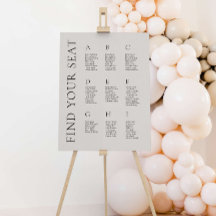 Moderne Alphabetische Hochzeitstabelle in Taupe