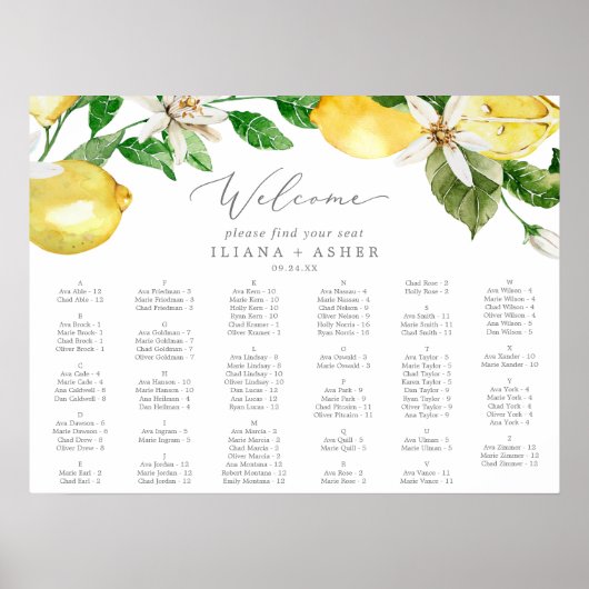 Moderne Alphabetische Seekarte Lemon Garden Poster (Vorne)