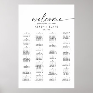 Moderne alphabetische Sitztabelle Poster