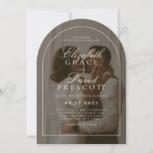 Moderne alte Geld-Foto-Overlay-Bogen-Hochzeit Einladung (Vorderseite)
