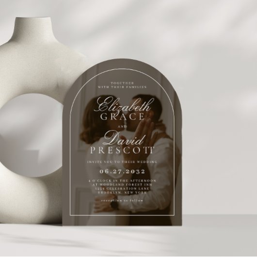 Moderne alte Geld-Foto-Overlay-Bogen-Hochzeit Einladung
