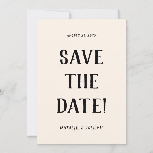 Moderne alte Geldhand gezeichnete Retro Quirky Hoc Save The Date (Vorderseite)