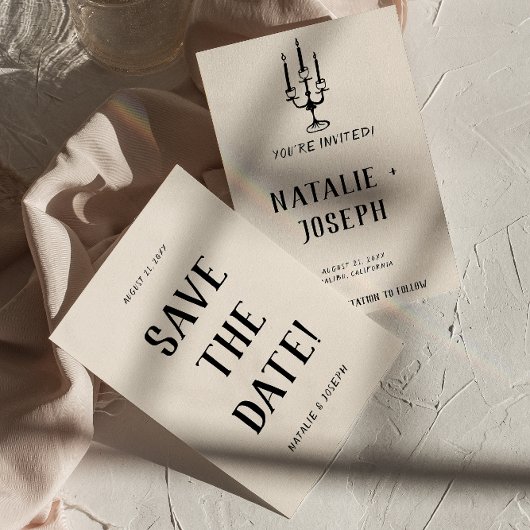 Moderne alte Geldhand gezeichnete Retro Quirky Hoc Save The Date