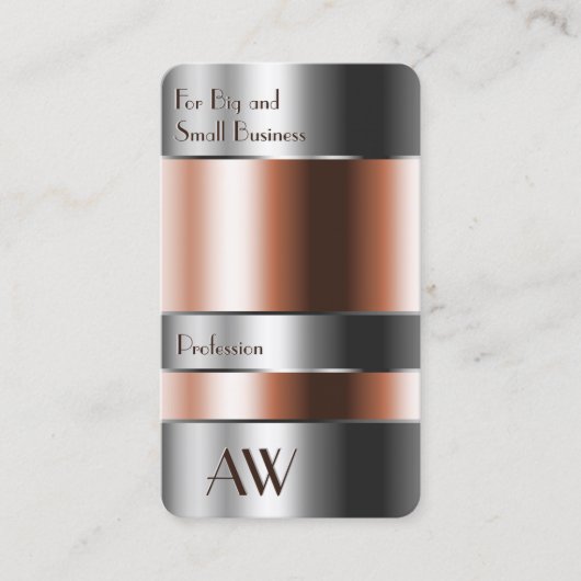 Moderne Aluminiumbox mit roten Fluiden und Initial Visitenkarte (Vorderseite)