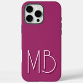 Moderne Amaranth Monogram-Initialen zeitgenössisch Case-Mate iPhone Hülle (Rückseite)