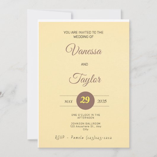 Moderne Amber Yellow Wedding Einladung (Vorderseite)