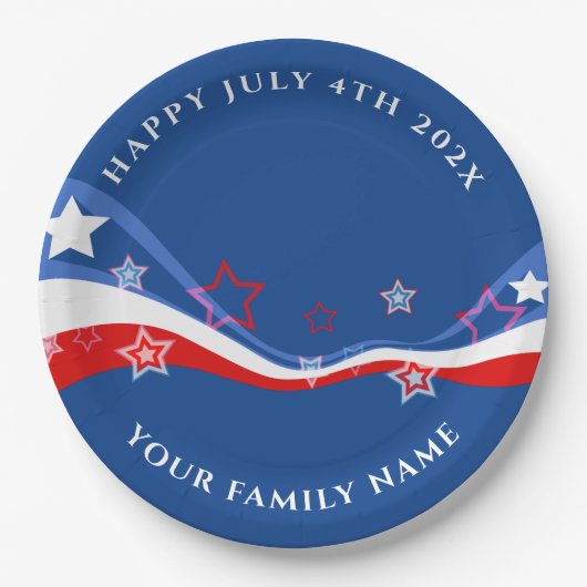 Moderne amerikanische Flagge 4. Juli Design Pappteller (Vorderseite)
